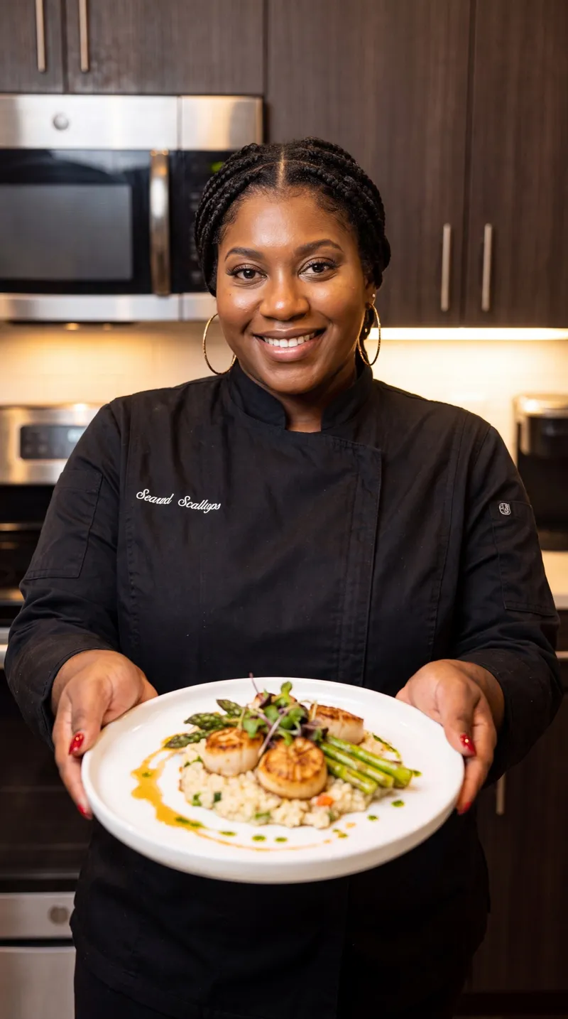 A refined plated dish presented by Chef Breana